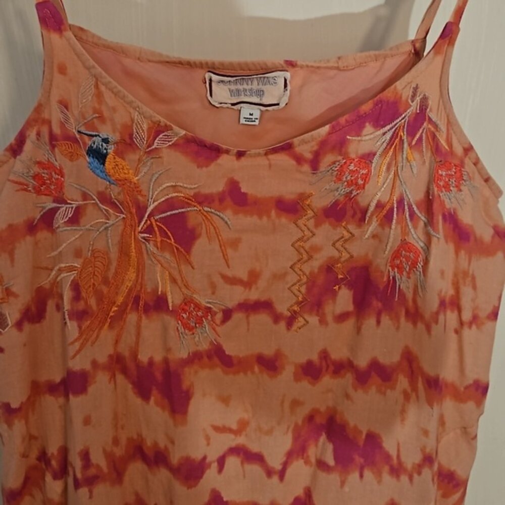 Johnny Was Cotton Tie-Dye Midi Dress w/Embroidery - Picture 3 of 8